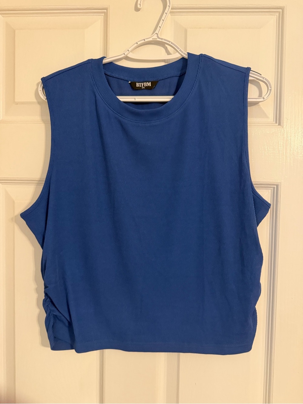 Women's Royal Blue Sleeveless Ribbed Tank Pant Set